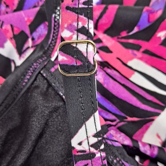 Fit 4 U Size 10 Swimdress/Romper Leaf Print Pink Purple White Black NWT - Picture 10 of 16